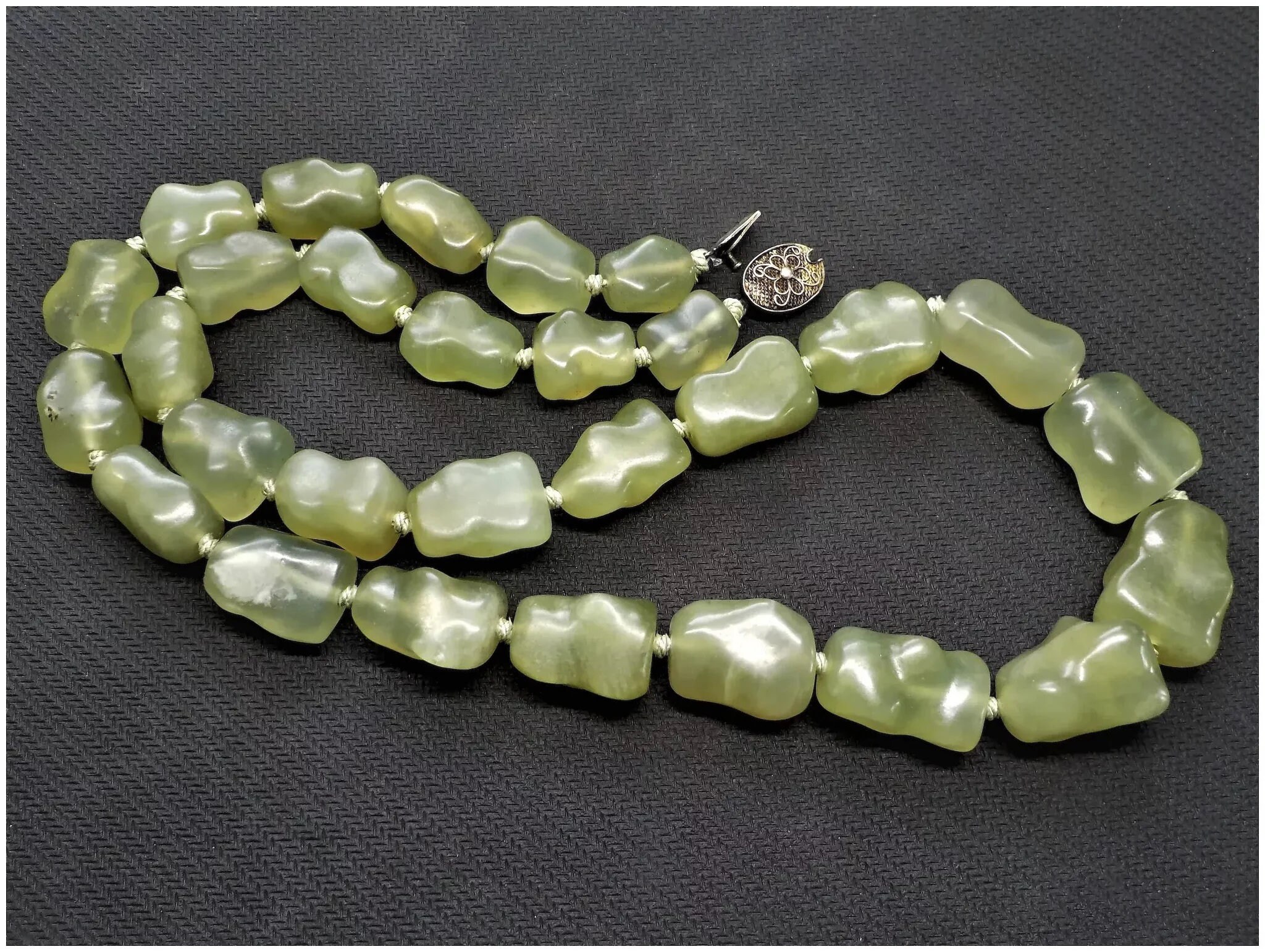 Vintage 1930's Chinese Carved Green Jade Nugget Necklace - Etsy