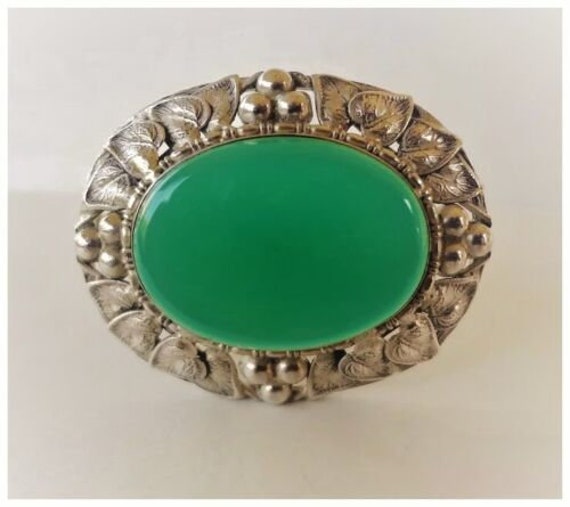 Vintage German Art Deco Style Chrysoprase Oval Sh… - image 8