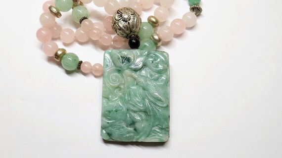 Vintage Chinese Green Jadeite Jade Poem Pendant R… - image 8