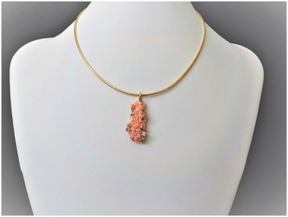 Vintage Italian 14 kt. Carved Pink Coral Flowers … - image 5