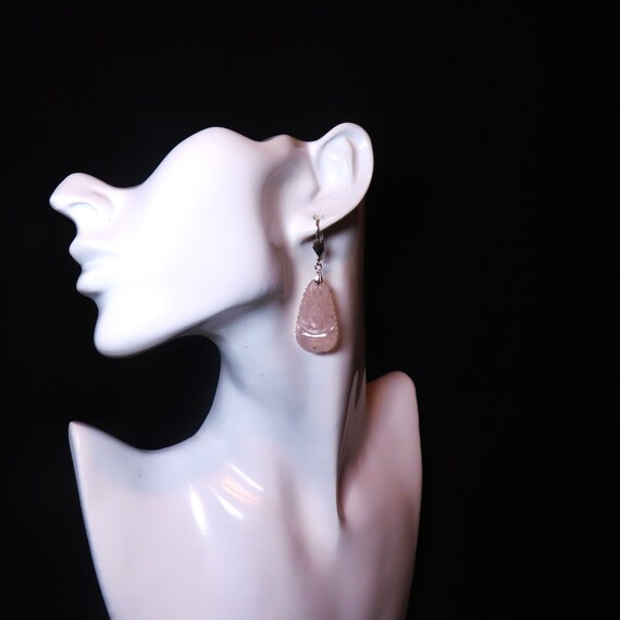 Vintage Chinese Carved Translucent Rose Quartz Lo… - image 2