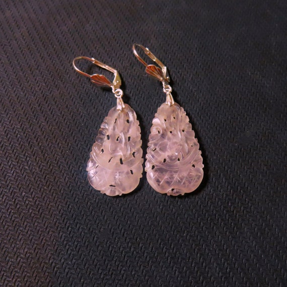 Vintage Chinese Carved Translucent Rose Quartz Lo… - image 5