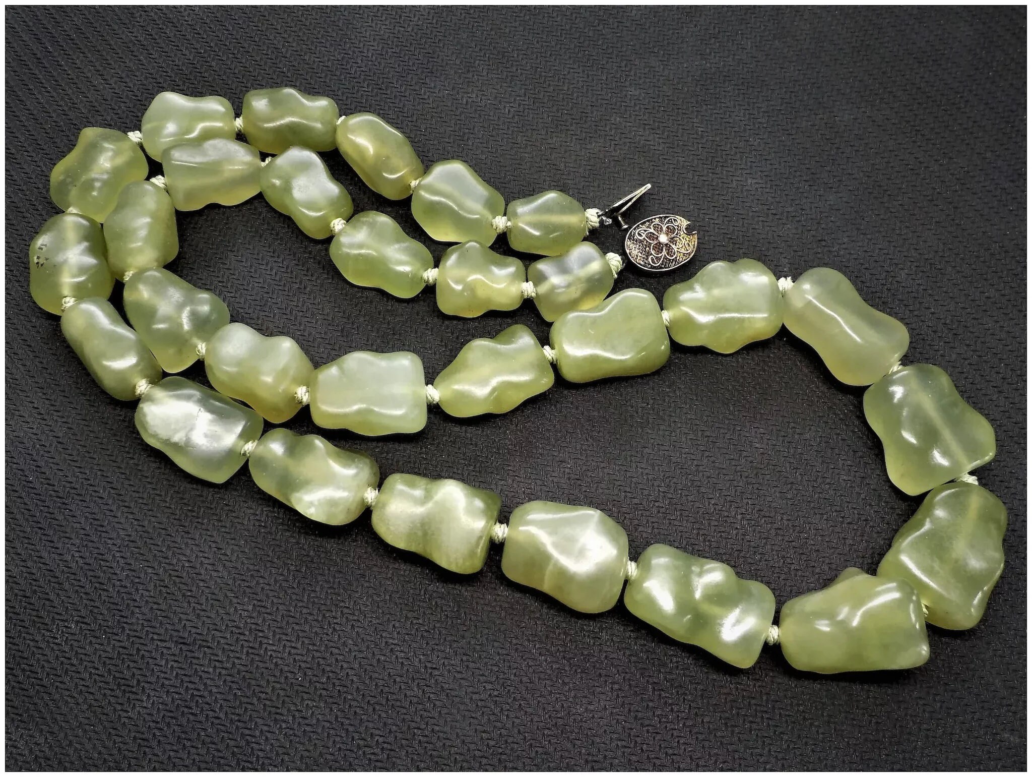 Vintage 1930's Chinese Carved Green Jade Nugget Necklace - Etsy
