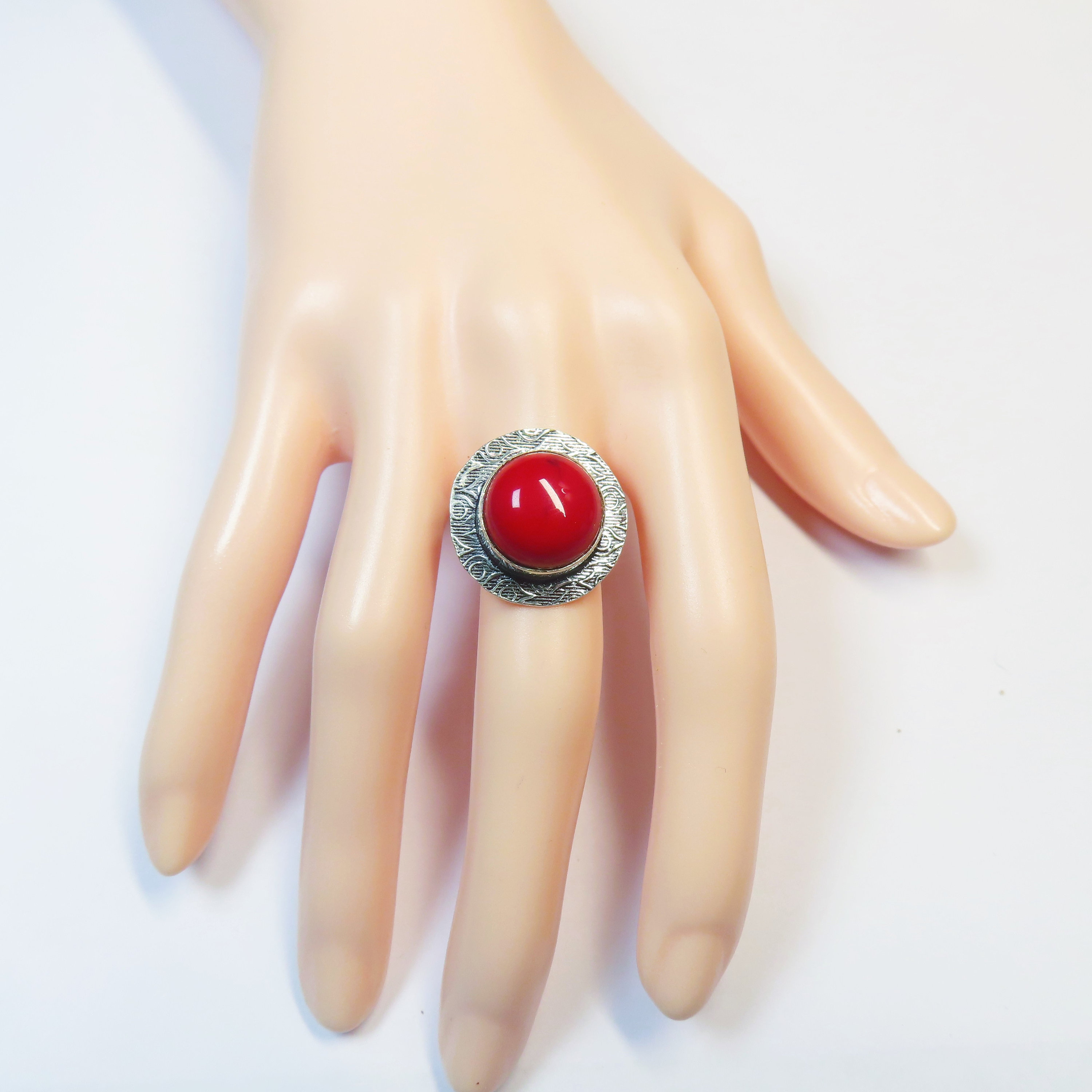 BIG HAND silver925×k18×coral×Ruby BIG HAND silver925×k18×coral×Ruby