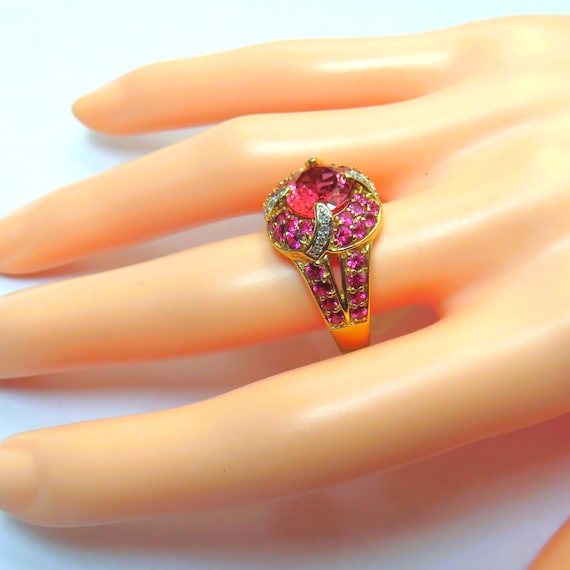 Vintage 14k Pink Tourmaline Pink Rhodolite Garnet… - image 6