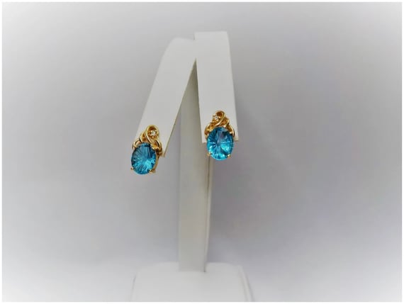 14k Yellow Gold 5 Carats Swiss Blue Topaz Diamond… - image 8