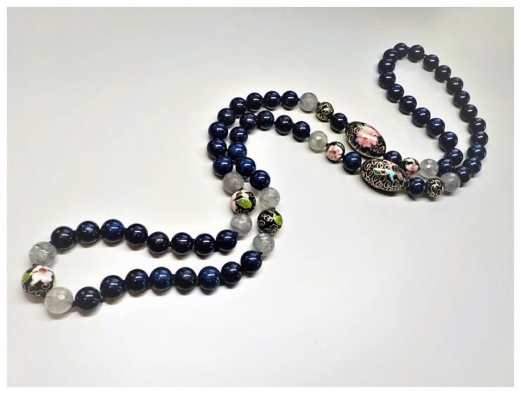 Pendentif Vintage En Lapis-lazuli Cloisonné - Artisanat Chinois - Neuf Avec étiquettes
