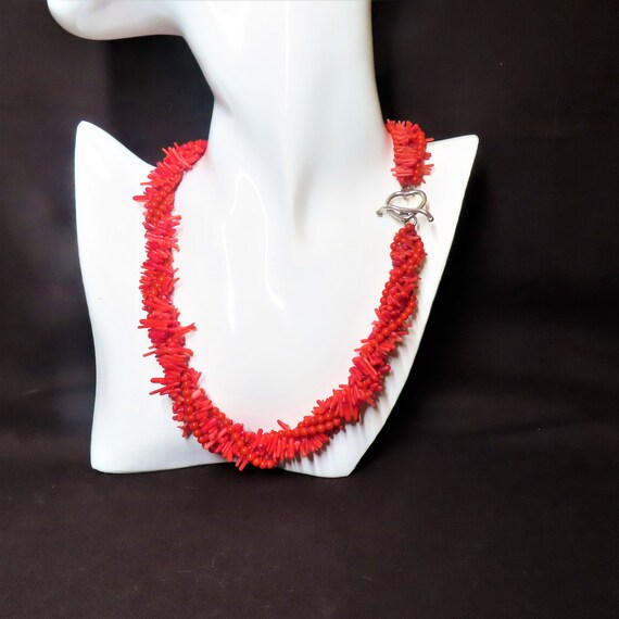 Vintage Ox Blood Red Coral Multi Four Strand Neck… - image 5
