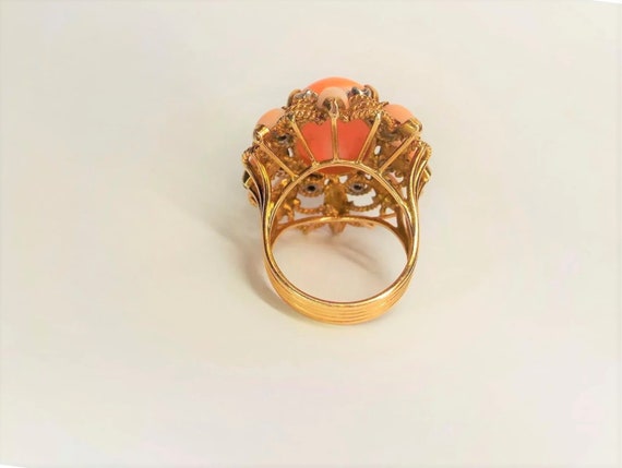 Antique Victorian Large Coral Diamond 14k Rose Go… - image 10