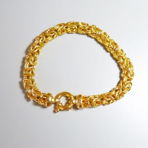 Vintage Italian 14k Gold Vermeil Byzantine Link Design Florentine Finish Bracelet 7.5 Inches Length
