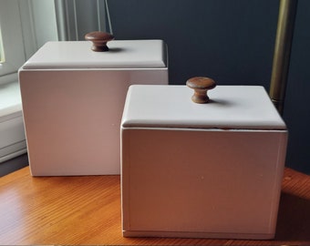 Set of 2 Pink Wooden Boxes with Lids