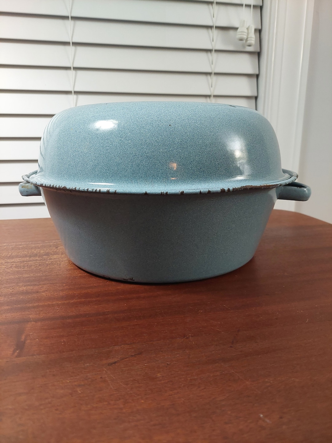 Round Vintage Enamelware Roasting Pan Etsy