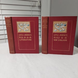 Red &#39;Little Journeys&#39; Book Set: 1906 Edition, New England & Literature