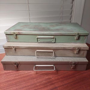 Vintage Stacking Metal Bins - Etsy
