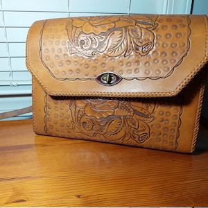 Vintage Hand-Tooled  Leather Shoulder Strap