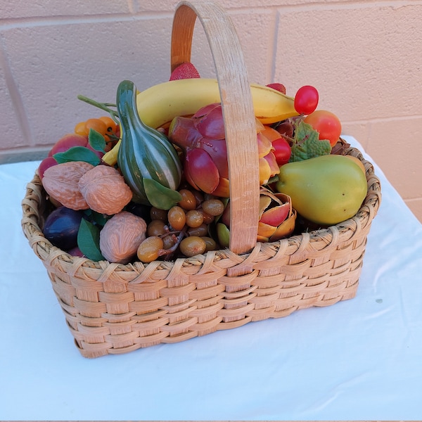 Vintage Splint-Oak Basket with Fruit
