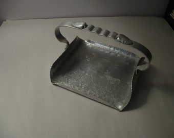 Vintage Square AluminumTray with Handle