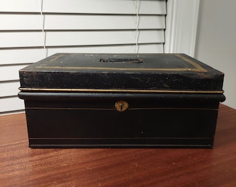 Vintage Art Deco Green Metal Cash Box - Etsy