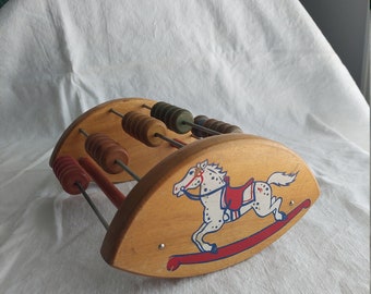 Vintage Wooden Rocking Horse Abacus
