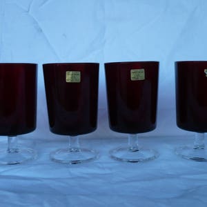 Set of 4 Arcoroc Goblets , Cranberry Glass, Water , Iced Tea