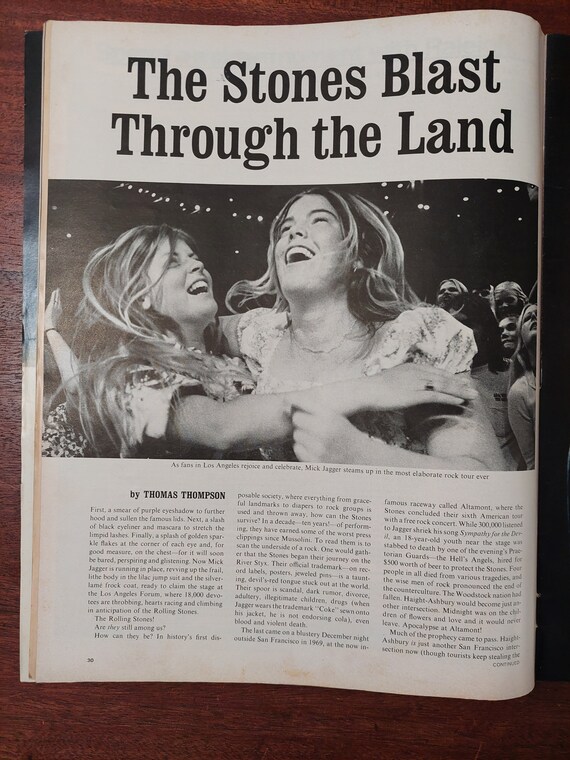 ローリングストーンズ特集・LIFE誌1972年版・ミックの表紙　希少　せいけつ ローリングストーンズ特集・LIFE誌1972年版・ミックの表紙 希少 せい