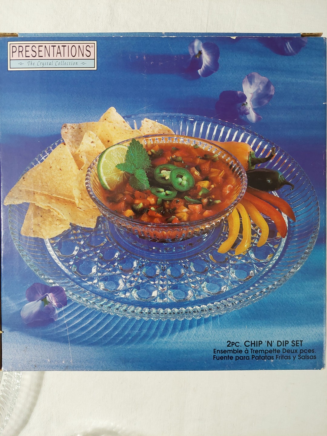 Vintage Clear Glass Chip & Dip Set Etsy