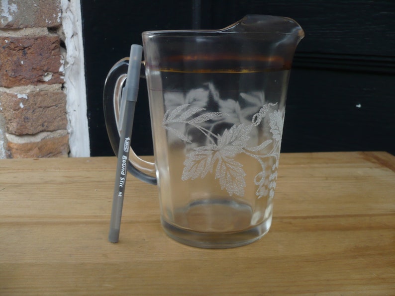 Etched Glass Water Pitcher Bartlett and Collins Etsy