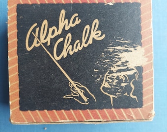 Vintage Aplha Chalk Box Advertising School House Teacher With Original  Chalk