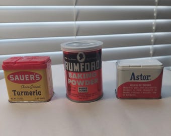 Collection of Kitchen Spices in Tins with Plastic Lids