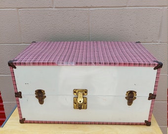Vintage Metal Doll Trunk Wardrobe