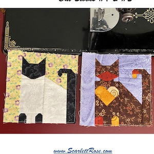 Cat Blocks 1 and 2 Foundation Paper Pieced FPP PDF Pattern – Hearts & Yard Series