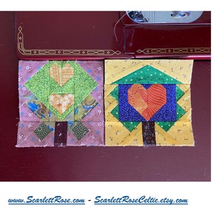 Tree Blocks 23 and 24 Foundation Paper Pieced Block Digital Pattern - Hearts & Trees Series