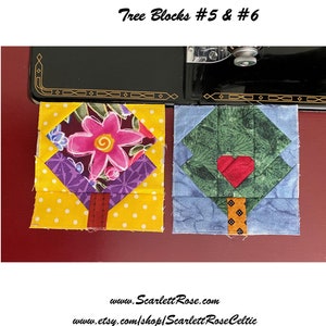 Tree Blocks 5 and 6 Foundation Paper Pieced FPP Digital Pattern - Hearts & Trees Series
