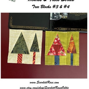 Tree Blocks 3 and 4 Foundation Paper Pieced FPP Digital Pattern - Hearts & Trees Series