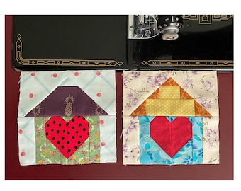 Home Blocks 3 and 4 Foundation Paper Pieced FPP Modern Digital Pattern - Hearts & Homes Series