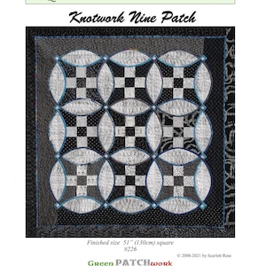 Knotwork Nine Patch - patchwork and bias tape applique digital pattern