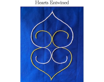 Hearts Entwined - Bold Line hand embroidery pattern pdf