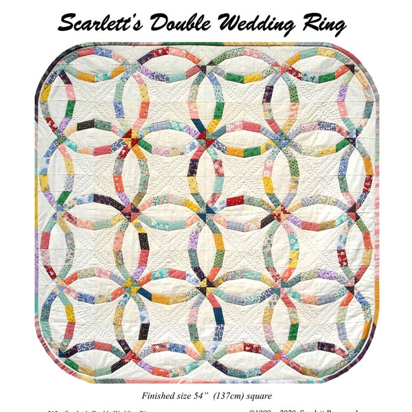 Scarlett's Double Wedding Ring foundation paperpieced FPP digital quilt pattern