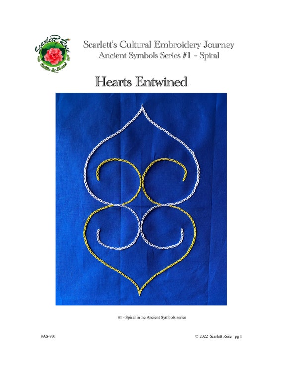 Hearts Entwined - Bold Line hand embroidery pattern pdf