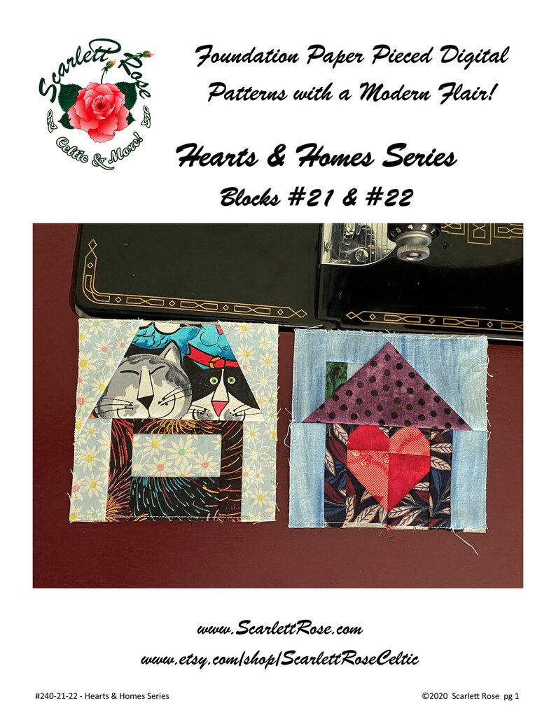 Home Blocks 21 and 22 Foundation Paper Pieced Digital Pattern Hearts & Homes Series image 1