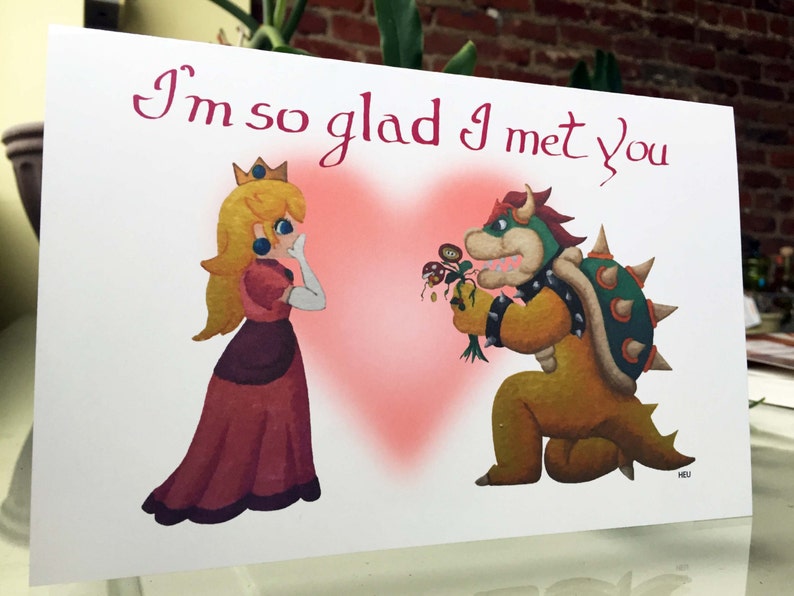 Mario Love Card Peach and Bowser Etsy