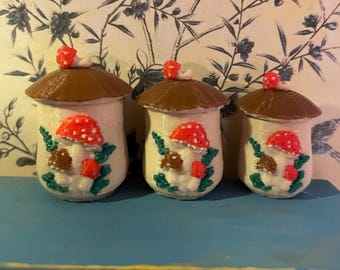 Vintage paddestoelenset, miniatuurpoppenhuis, 3D-geprint in kleur, van à la miniatuur op Etsy