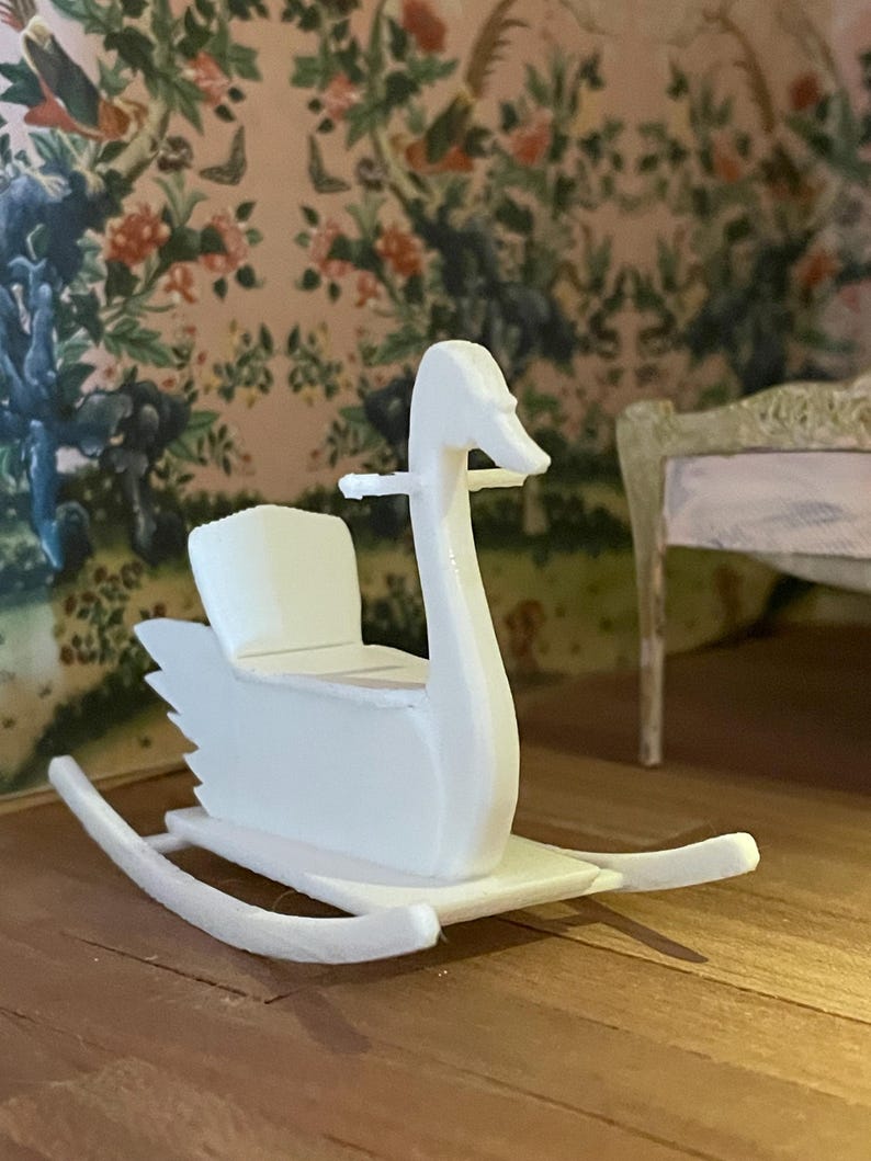 White Swan Rocker 1:12 Scale Antique Swan Rocker, 3D Printed Replicas by a La Miniature ...
