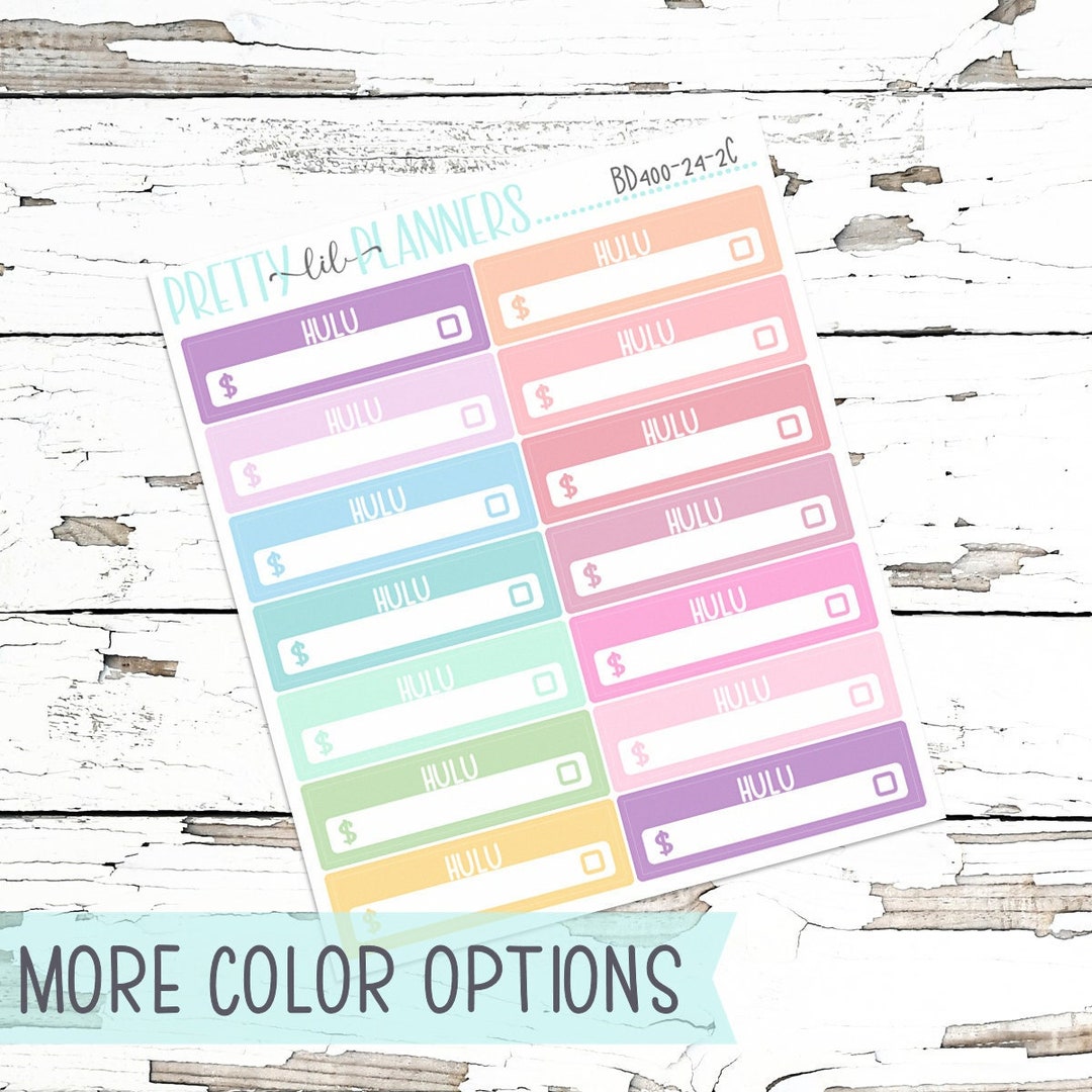 Hulu Bill Due Planner Stickers, Pay Bill, Reminder Stickers, Functional Stickers, Perfect for
