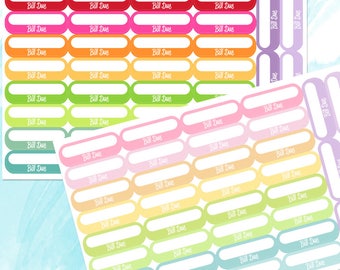 Bill Due Planner Stickers Multicolored, Pay Bill Stickers, Finance Stickers, Bill Tracker, Perfect for the Erin Condren Life Planner.