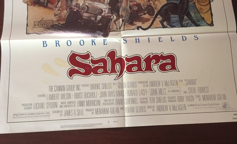 SAHARA Original 1984 Movie Theater Poster Vintage Film Poster for the movie Sahara starring Brooke Shields
