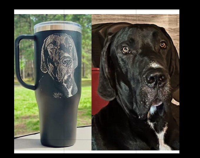 Photo Engraved 40 oz Stainless Steel Tumbler, Custom Travel Mug Gift