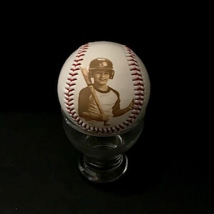 Photo engraved Baseball, Baseball trophy,Gift, Personalized baseball, baseball keepsake, little league baseball trophy