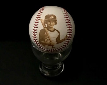 Photo engraved Baseball, Baseball trophy,Gift, Personalized baseball, baseball keepsake, little league baseball trophy