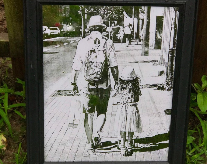 Engraved mirror, Engraved photo on glass, Father's Day gift, Graduation gift,unique gift,Father daughter, Father son
